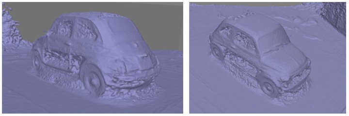 Ergebnis bewegte Kamera PhotoScan – Mesh (links und rechts)
