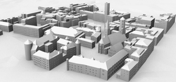 City model with grammar induced facades