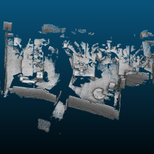 Left: Raw point cloud from Project Tango; Right: Orthographic projected image