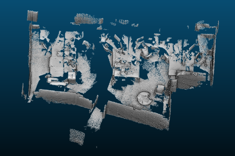 Left: Raw point cloud from Project Tango; Right: Orthographic projected image