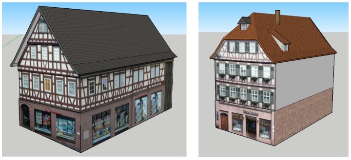Figure 7 Generated 3D models after texture mapping, right one is the building where Hermann Hesse was born